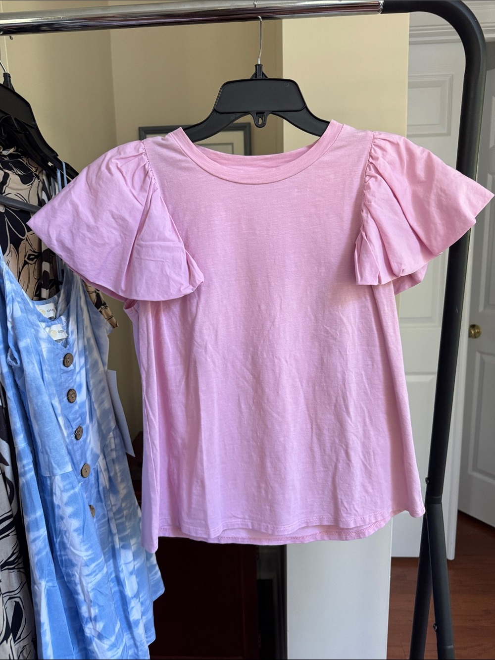 THML Women’s Cotton Pink Flutter Sleeve Tee